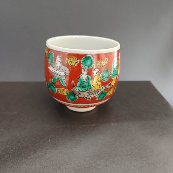 Vintage Kutani Ware Sake Cups Tea Set of 4 Japanese Ceramic Pottery Saki - Picture 5 of 8